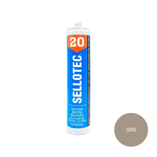 Silicona Multiproposito Sellotec Gris  Anti hongo 300 ml