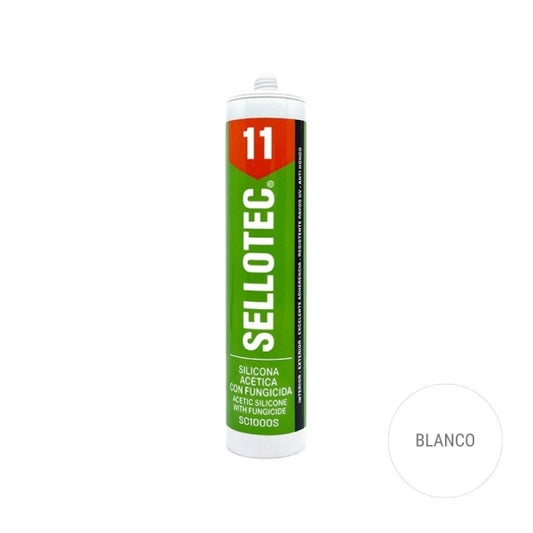 Silicona Sellotec Acetica con Fungicida  Blanca 300 ml